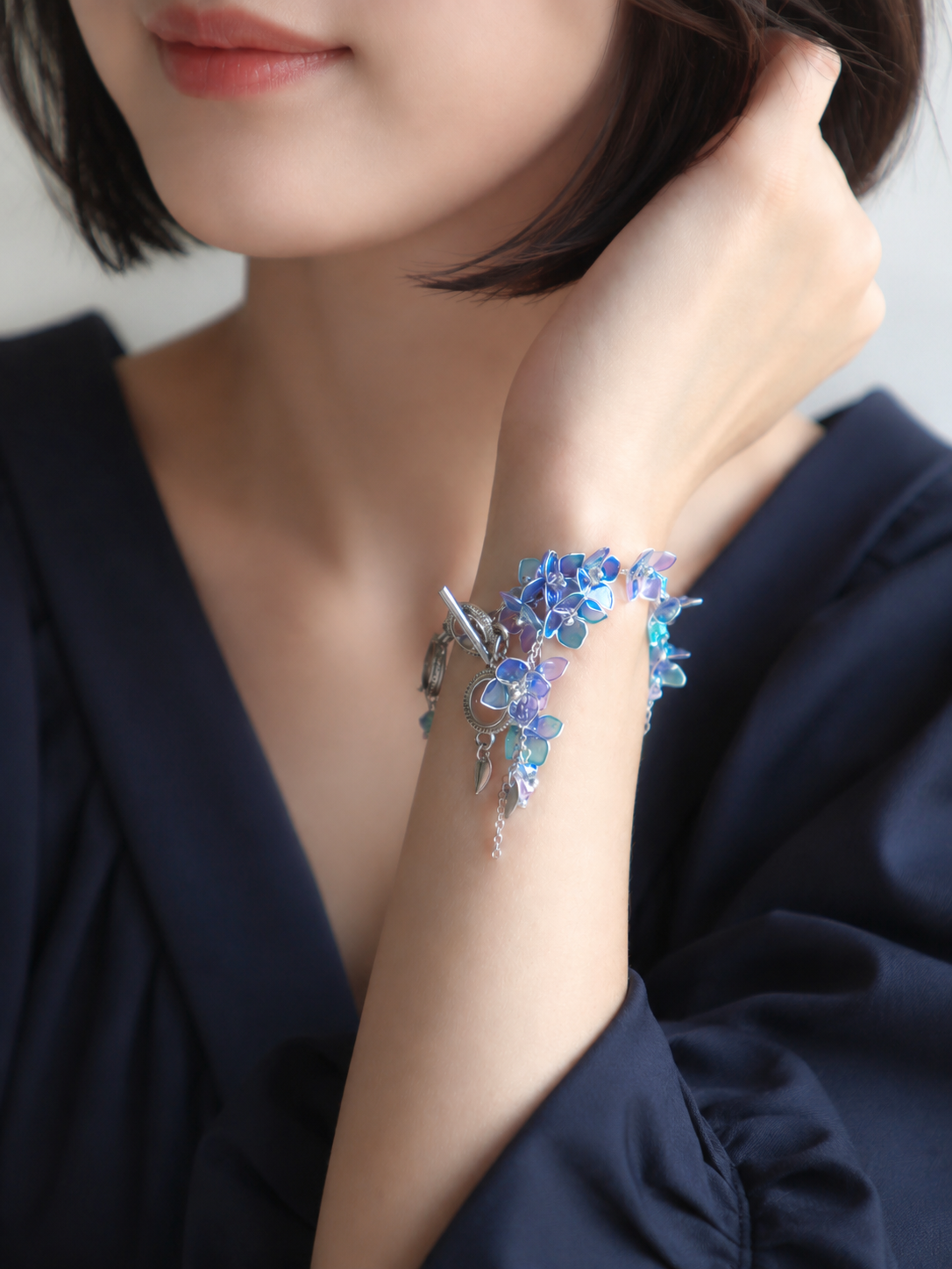 ブレスレット 雨露と紫陽花
