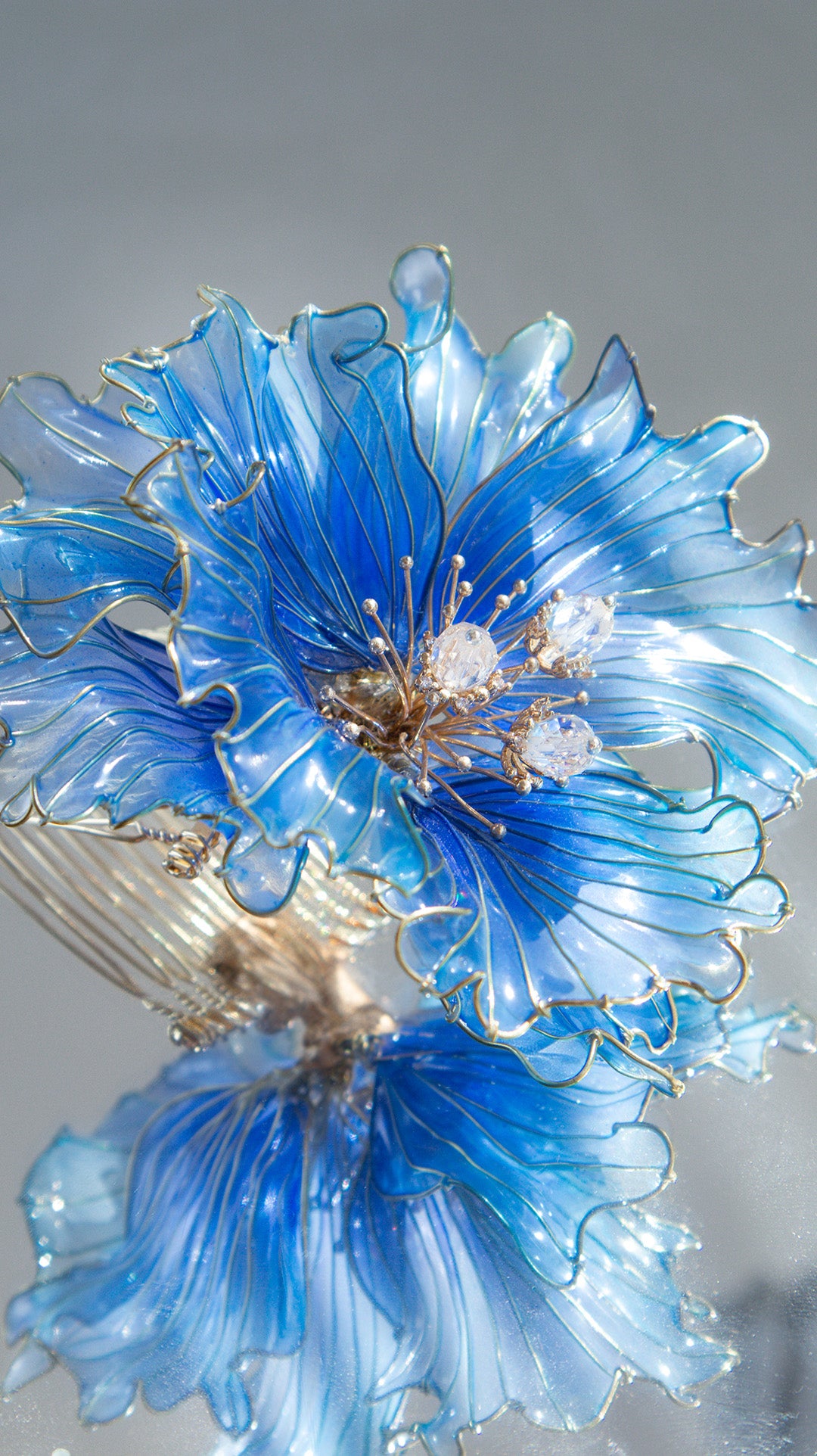 Peacock flower hair ornament