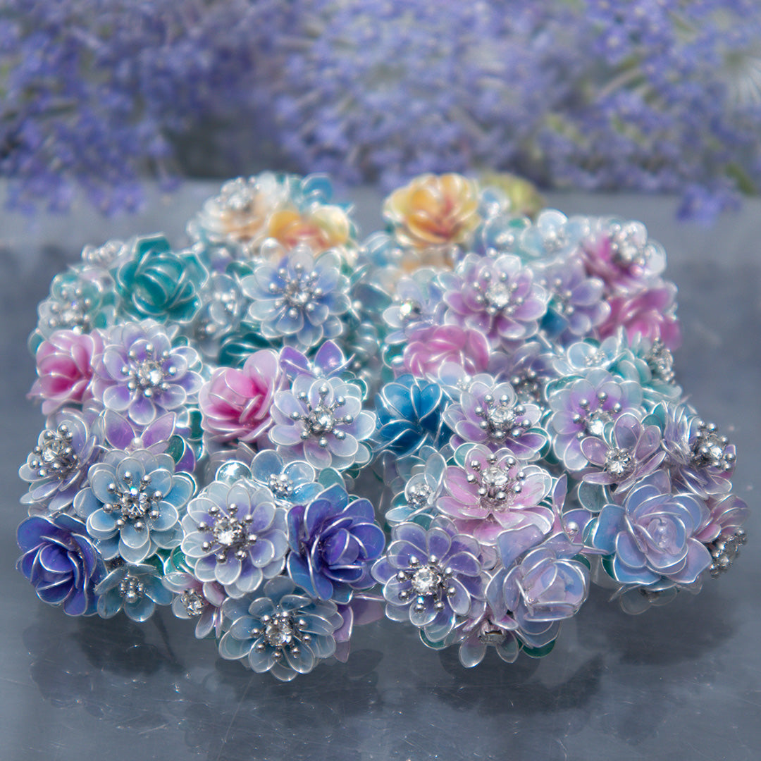春爛漫の花畑耳飾り（数量限定）淡いピンクと紫