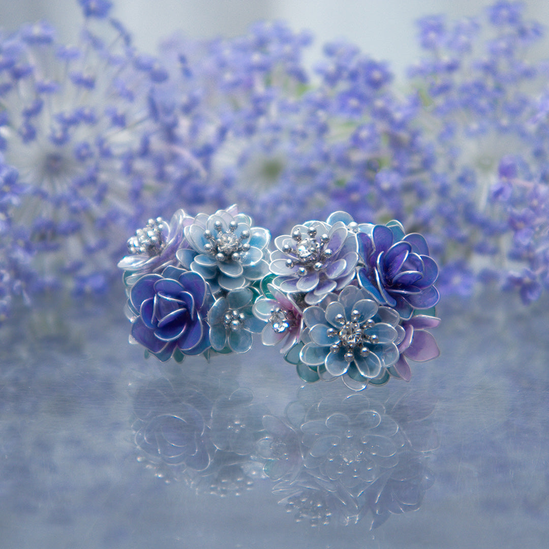 春爛漫の花畑耳飾り（数量限定）緑と紫