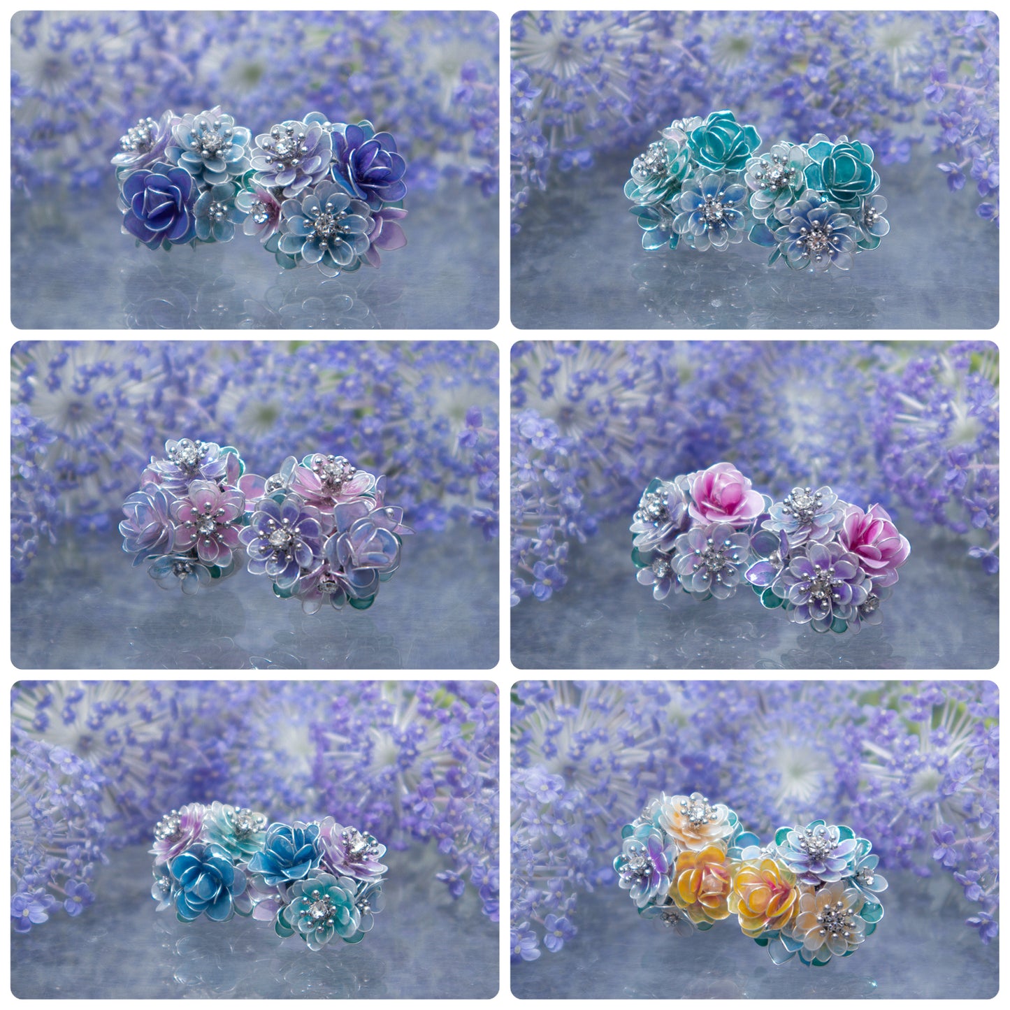 春爛漫の花畑耳飾り（数量限定）淡いピンクと紫