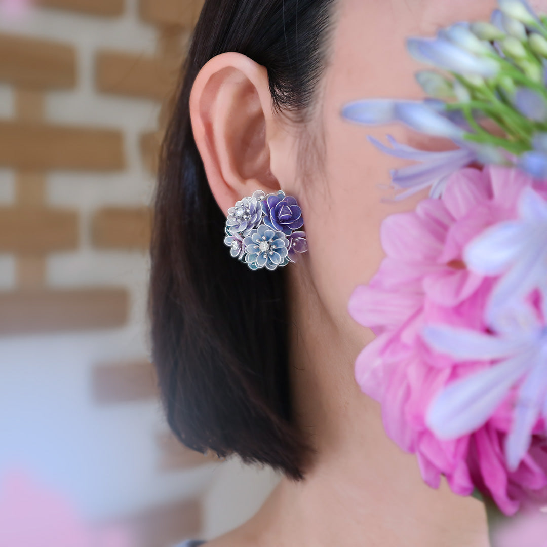 春爛漫の花畑耳飾り（数量限定）淡いピンクと紫