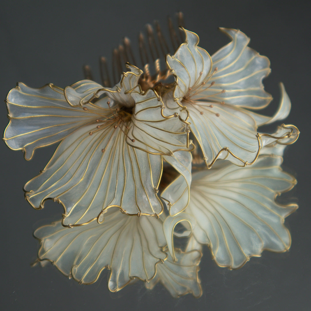 Peacock flower hair ornament