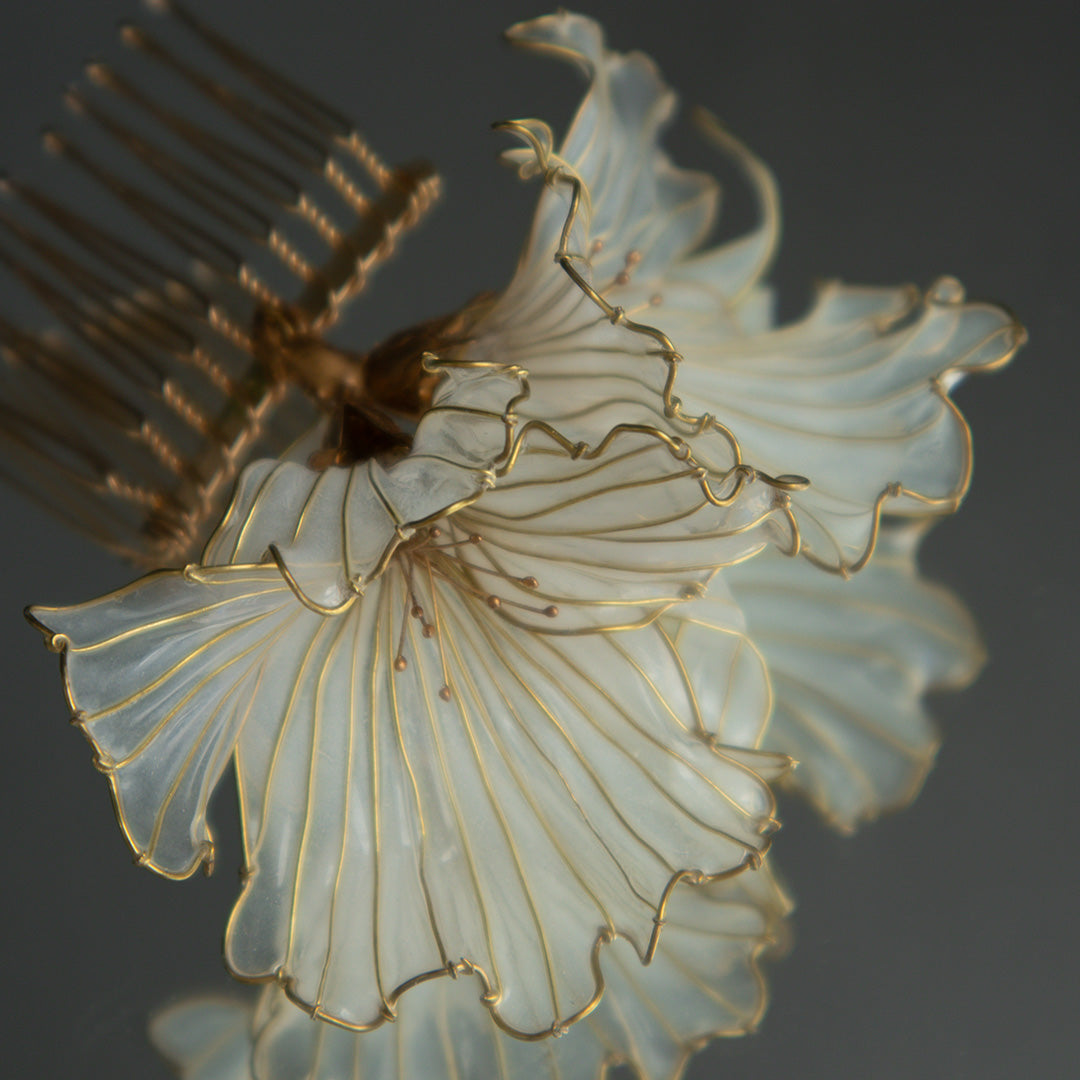 Peacock flower hair ornament
