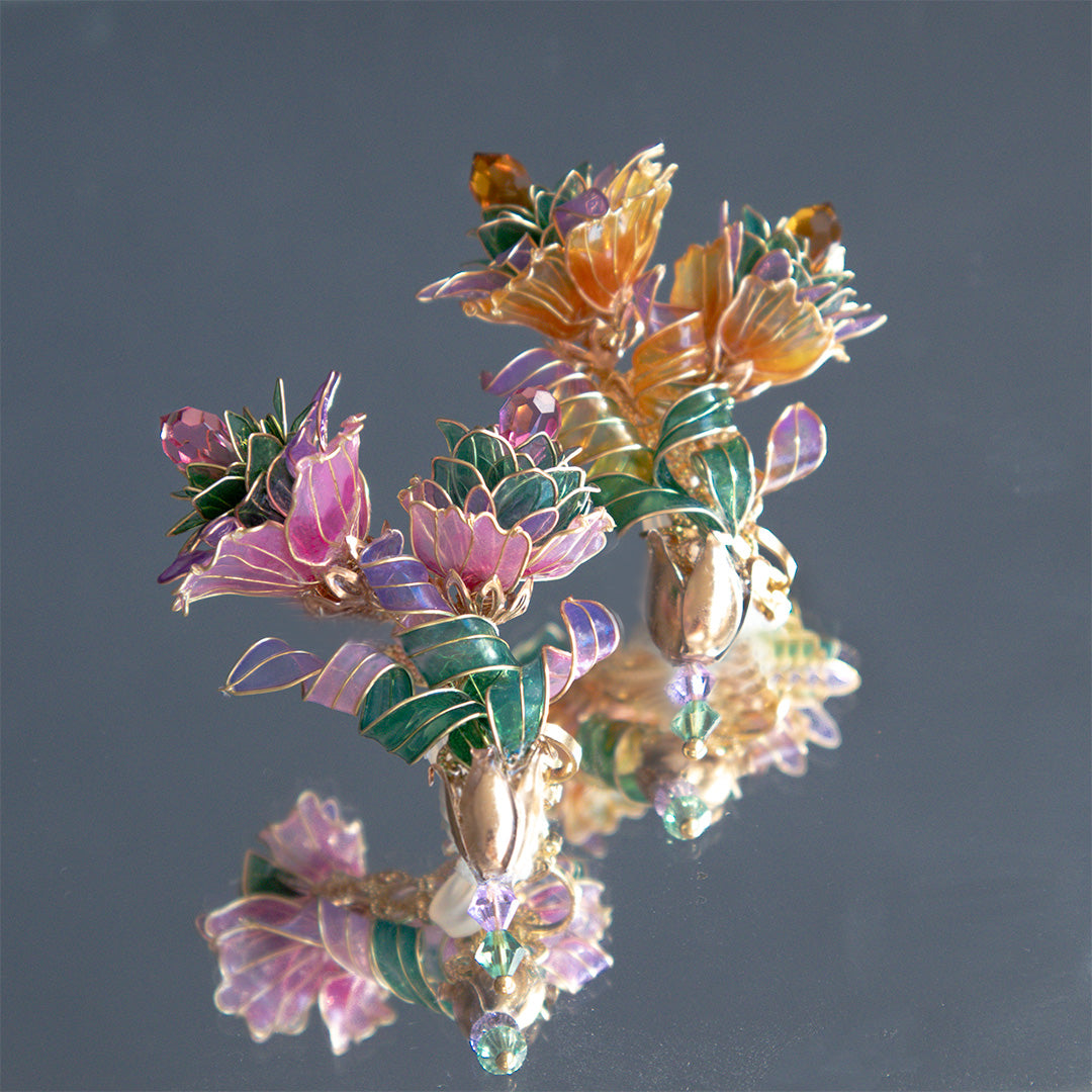 螺旋の花冠イヤークリップ（数量限定）オレンジ