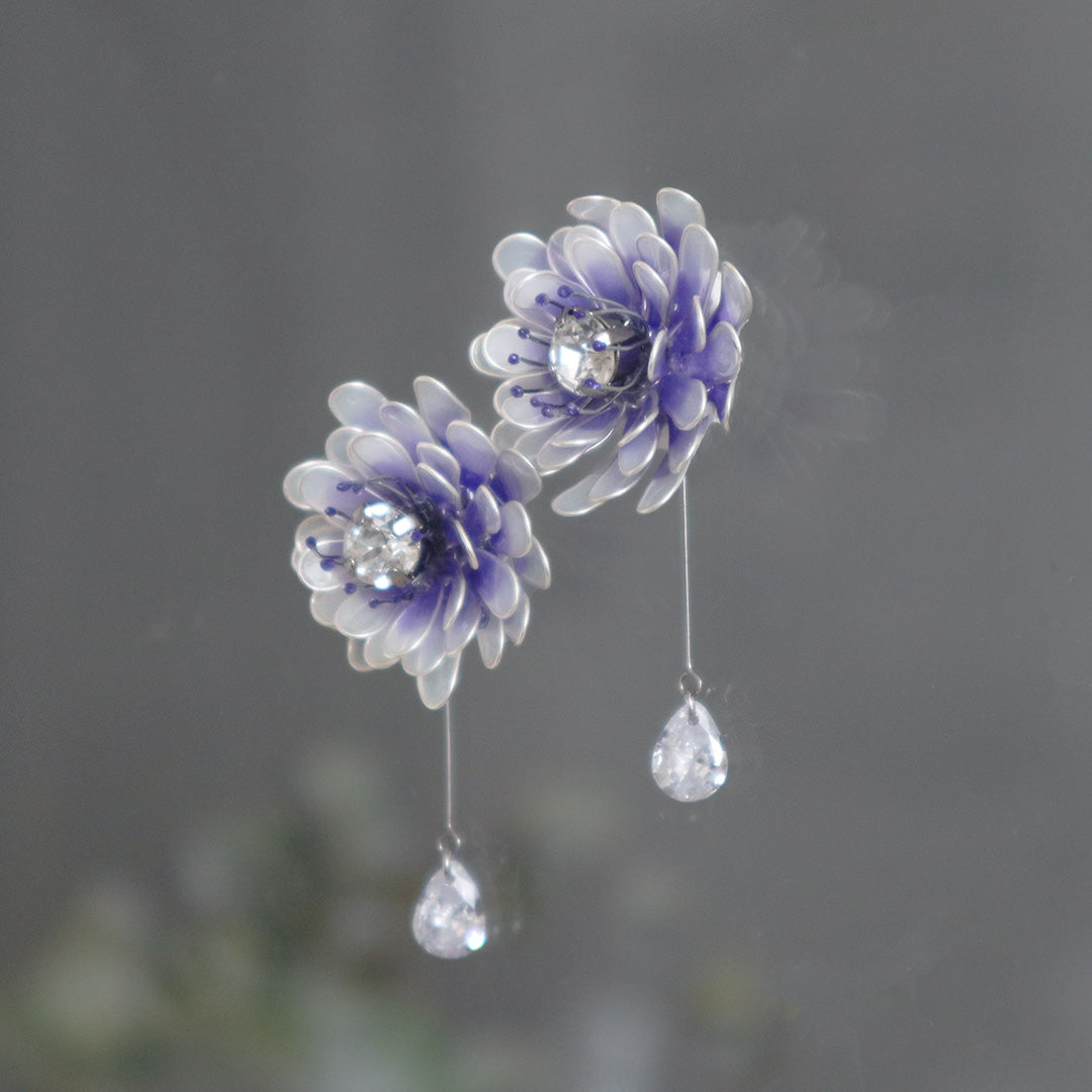 Peacock Flower Earrings Purple