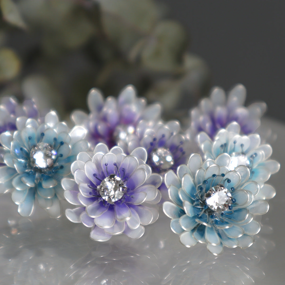Peacock flower earrings Blue