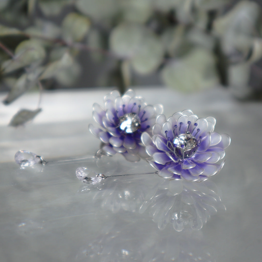 Peacock Flower Earrings Purple