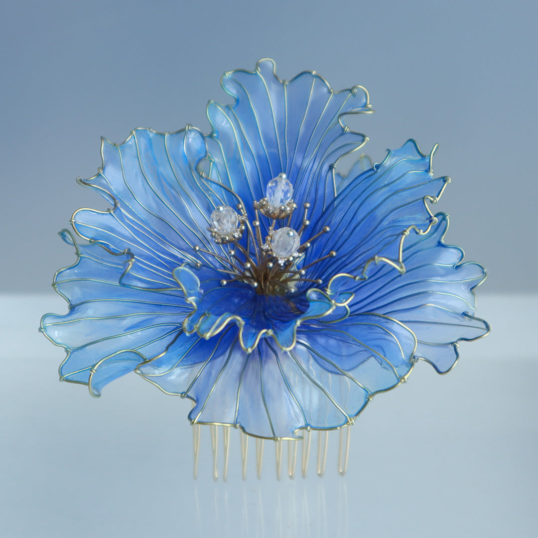 Peacock flower hair ornament