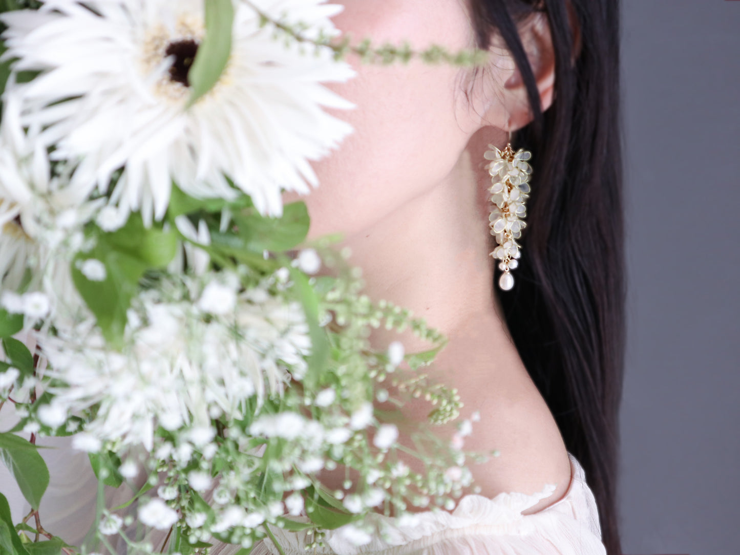14kgf freshwater pearl resin woman original earrings