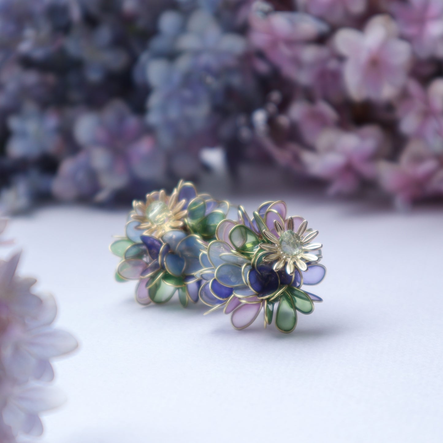 Hydrangea Yohira flower garden green and purple
