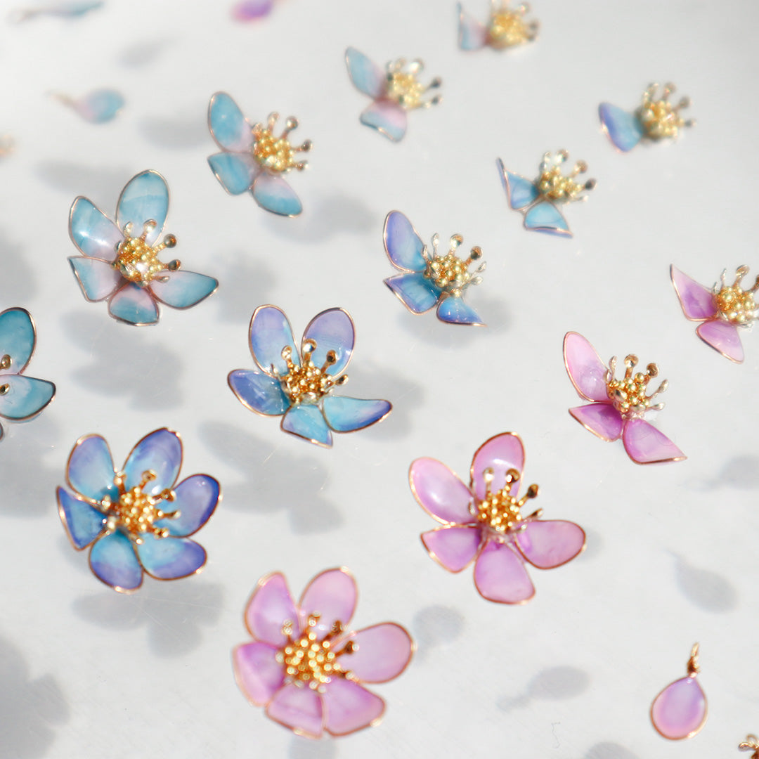 New series with two flower fortune telling earrings (green &amp; pink) to choose from