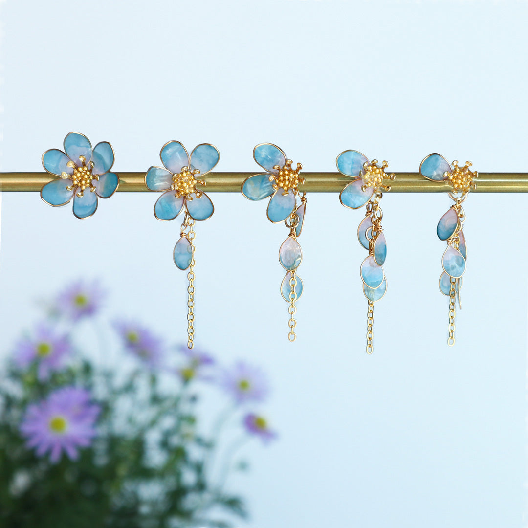 New series with two flower fortune telling earrings (green &amp; pink) to choose from
