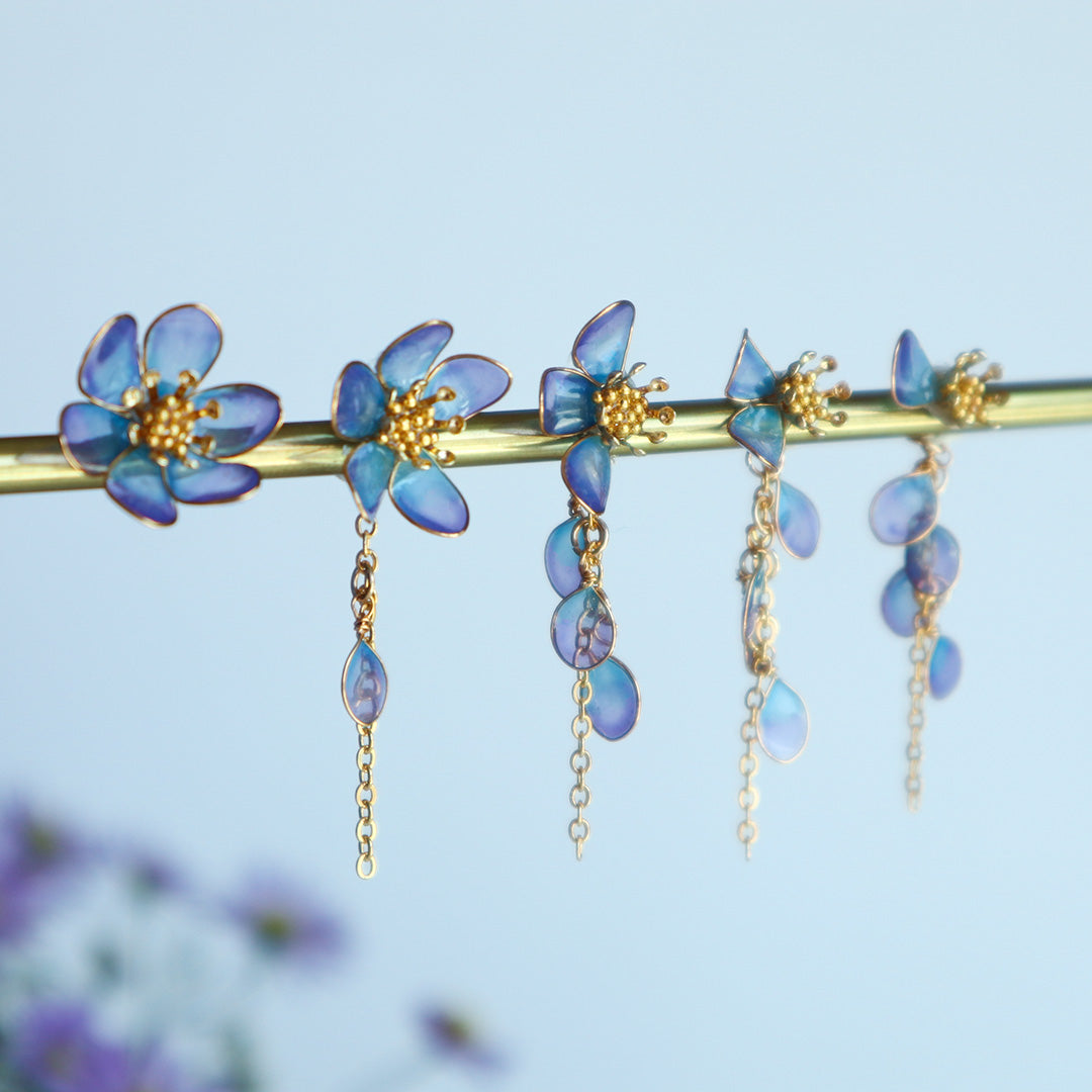Copy of the new series of flower fortune-telling earrings (purple and blue) with two choices