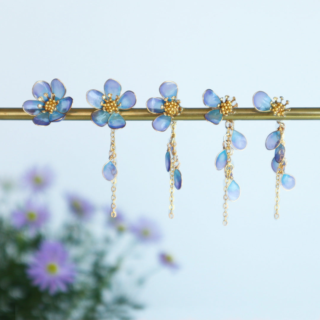 Copy of the new series of flower fortune-telling earrings (purple and blue) with two choices