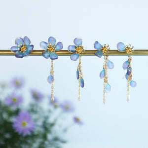 Copy of the new series of flower fortune-telling earrings (purple and blue) with two choices