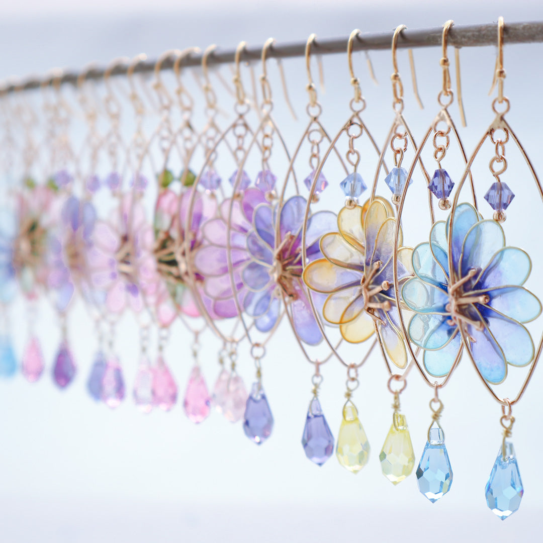 fan flower earrings khaki
