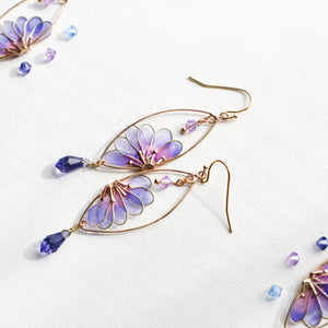 Fan flower earring purple