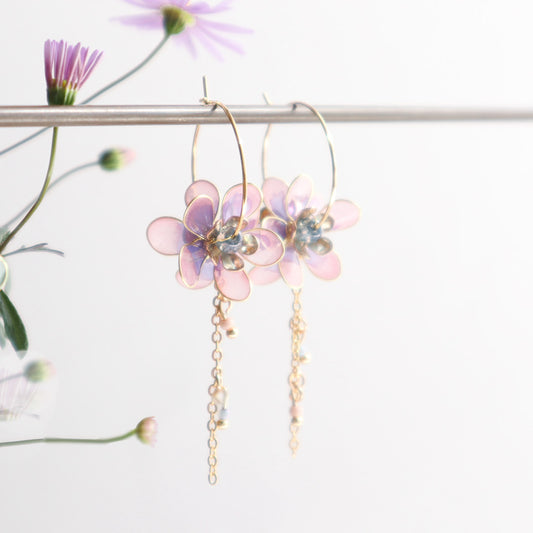 Flower earrings waiting for spring pink