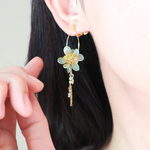 Flower earrings waiting for spring pink