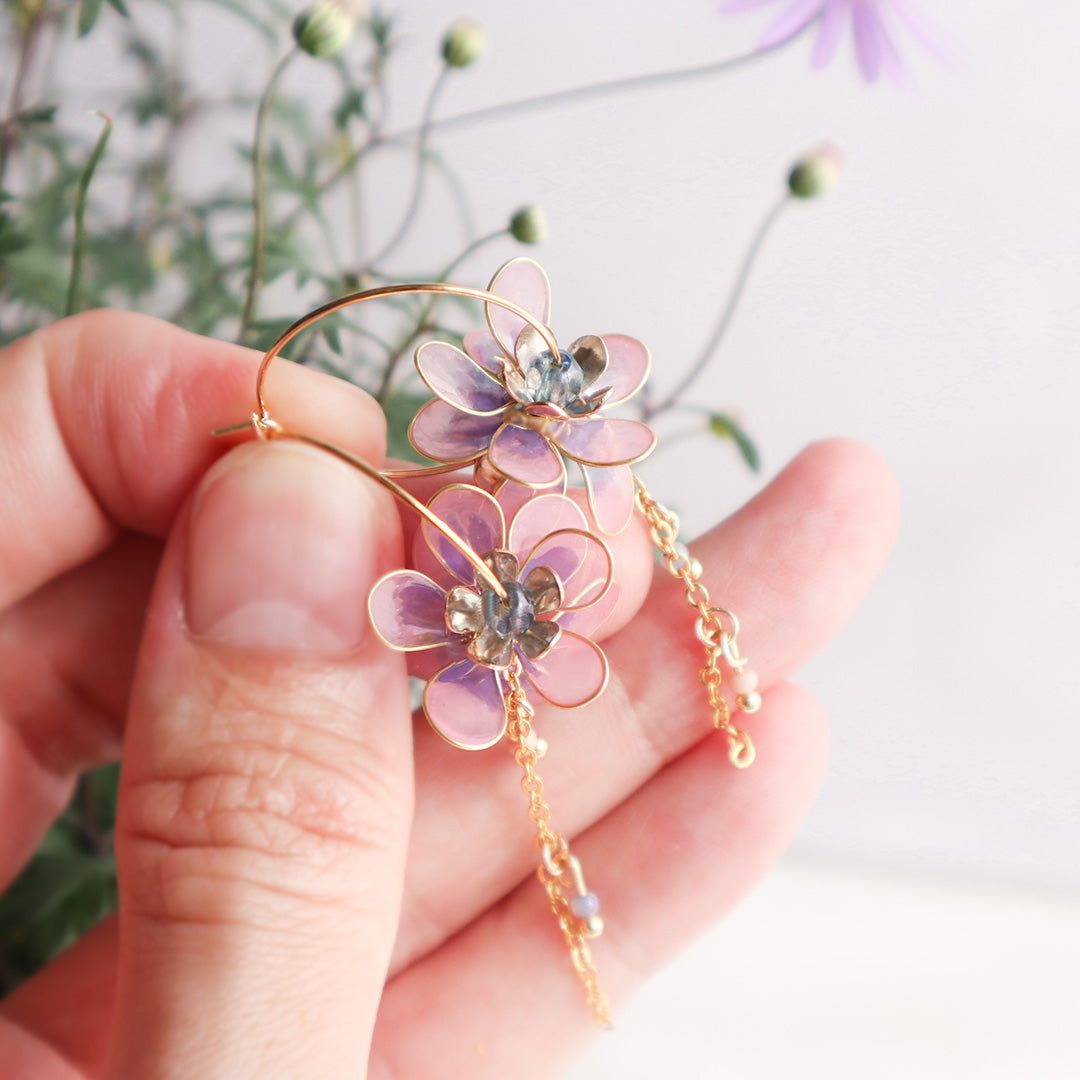 Flower earrings waiting for spring pink