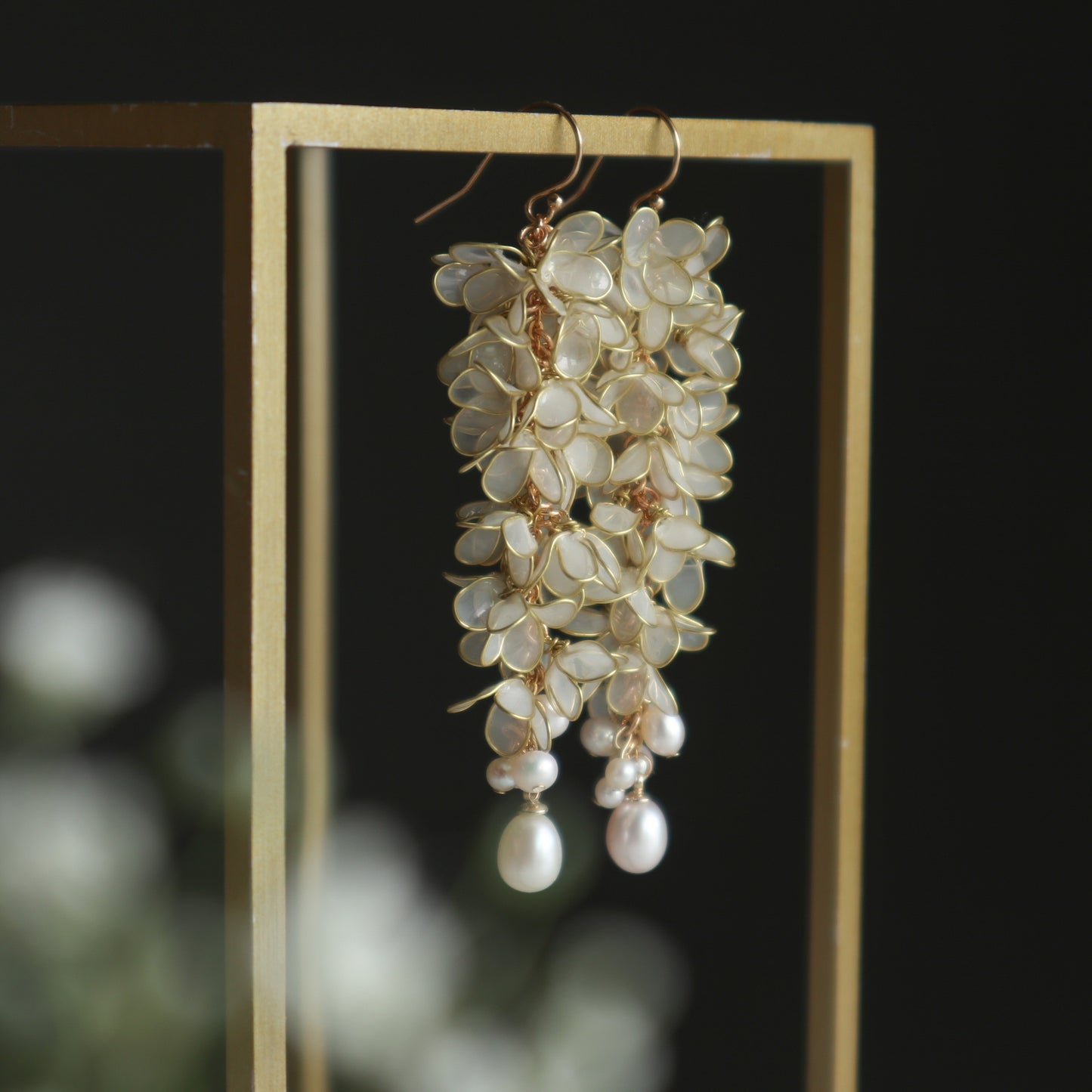 14kgf freshwater pearl resin woman original earrings