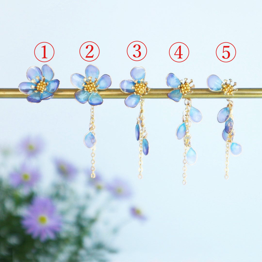 New series with two flower fortune telling earrings (green &amp; pink) to choose from